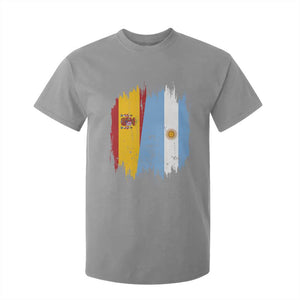 Argentina Spain Dual Heritage Flag Graphic T Shirt For Kid Vintage Spanish Argetine Match Day Pride