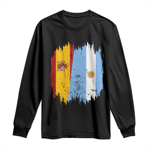 Argentina Spain Dual Heritage Flag Graphic Long Sleeve Shirt Vintage Spanish Argetine Match Day Pride