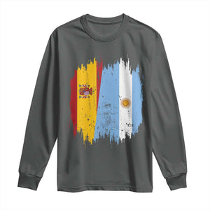 Argentina Spain Dual Heritage Flag Graphic Long Sleeve Shirt Vintage Spanish Argetine Match Day Pride