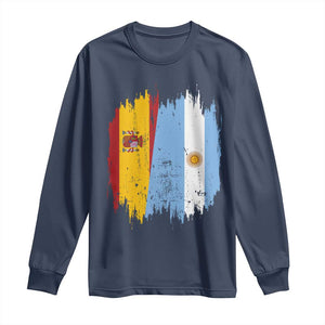 Argentina Spain Dual Heritage Flag Graphic Long Sleeve Shirt Vintage Spanish Argetine Match Day Pride