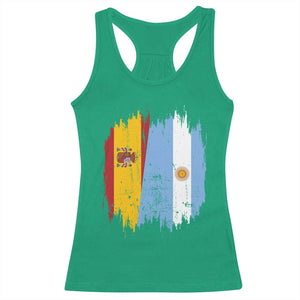 Argentina Spain Dual Heritage Flag Graphic Racerback Tank Top Vintage Spanish Argetine Match Day Pride