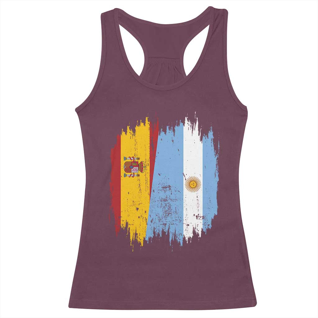 Argentina Spain Dual Heritage Flag Graphic Racerback Tank Top Vintage Spanish Argetine Match Day Pride