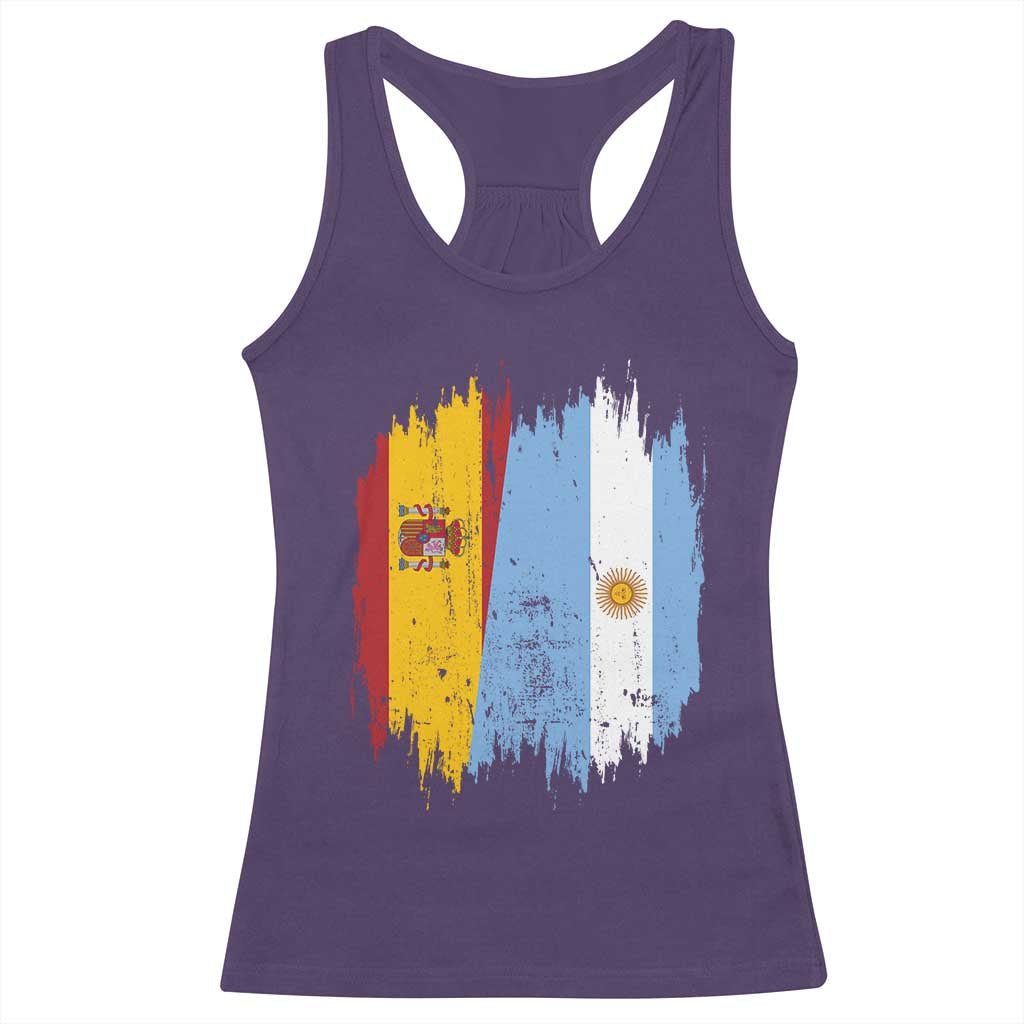 Argentina Spain Dual Heritage Flag Graphic Racerback Tank Top Vintage Spanish Argetine Match Day Pride
