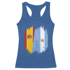 Argentina Spain Dual Heritage Flag Graphic Racerback Tank Top Vintage Spanish Argetine Match Day Pride