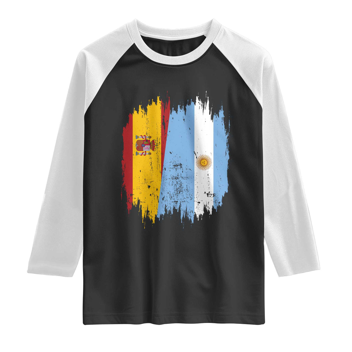 Argentina Spain Dual Heritage Flag Graphic Raglan Shirt Vintage Spanish Argetine Match Day Pride