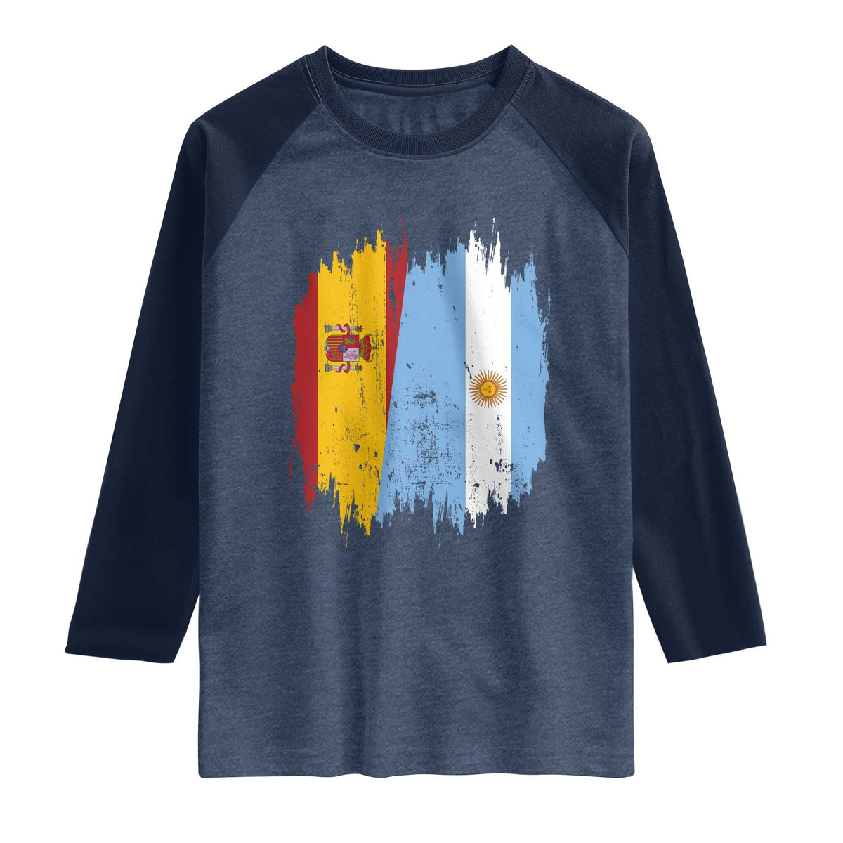 Argentina Spain Dual Heritage Flag Graphic Raglan Shirt Vintage Spanish Argetine Match Day Pride