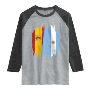 Argentina Spain Dual Heritage Flag Graphic Raglan Shirt Vintage Spanish Argetine Match Day Pride