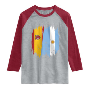 Argentina Spain Dual Heritage Flag Graphic Raglan Shirt Vintage Spanish Argetine Match Day Pride