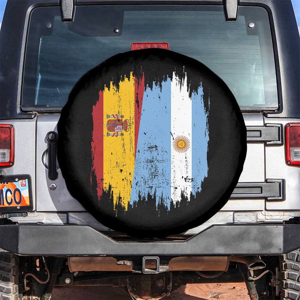 Argentina Spain Dual Heritage Flag Graphic Spare Tire Cover Vintage Spanish Argetine Match Day Pride