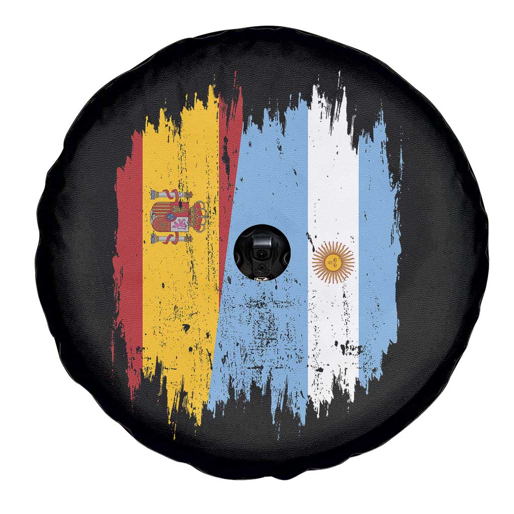Argentina Spain Dual Heritage Flag Graphic Spare Tire Cover Vintage Spanish Argetine Match Day Pride