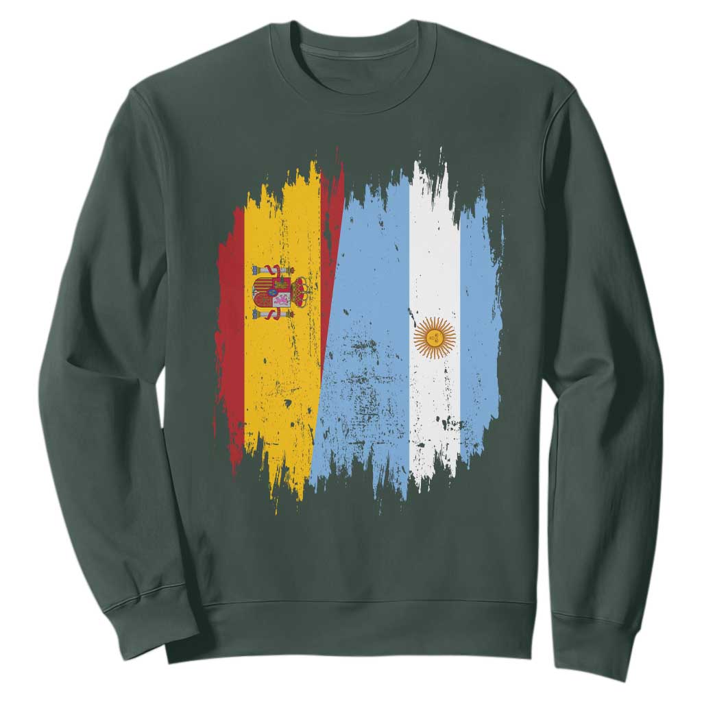 Argentina Spain Dual Heritage Flag Graphic Sweatshirt Vintage Spanish Argetine Match Day Pride