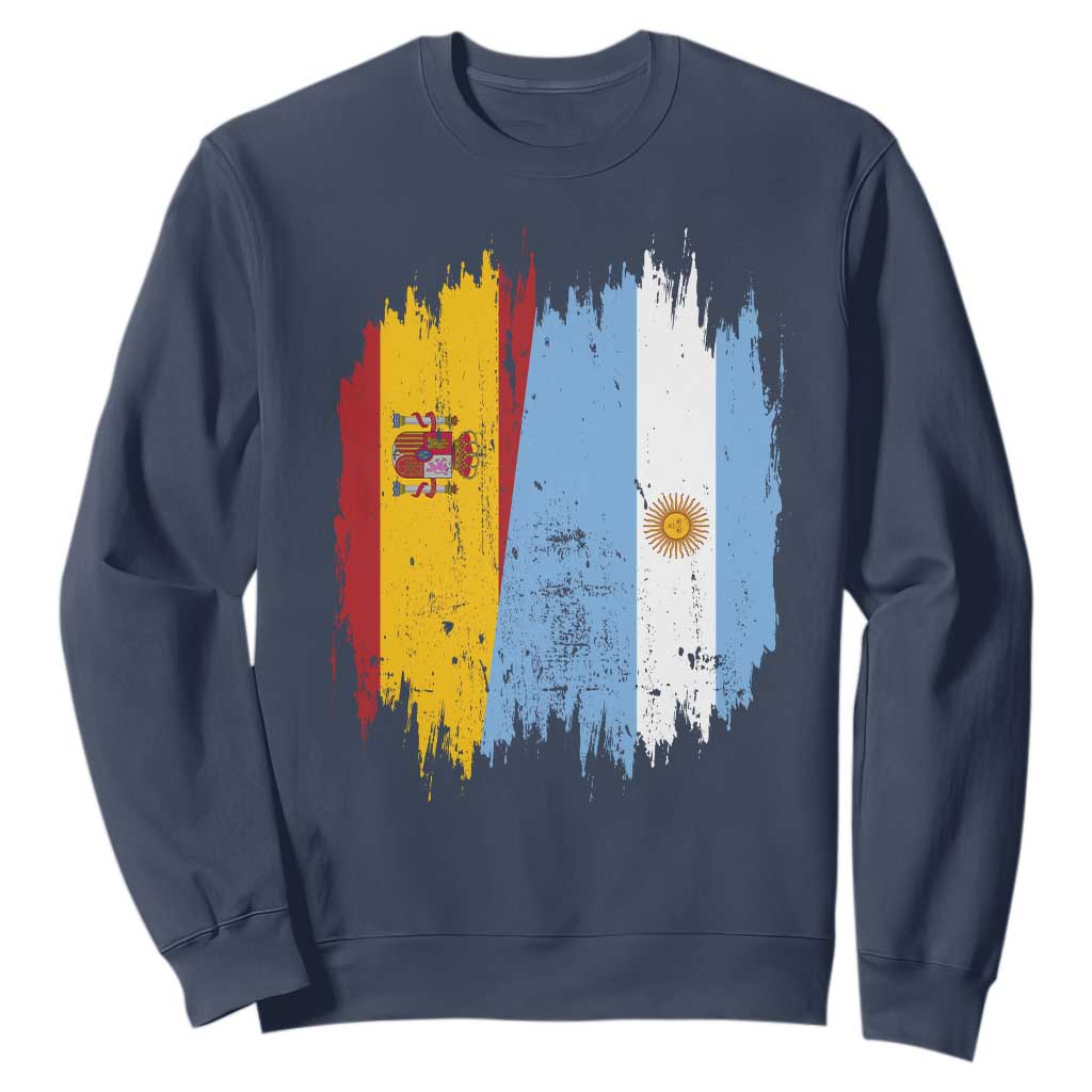 Argentina Spain Dual Heritage Flag Graphic Sweatshirt Vintage Spanish Argetine Match Day Pride