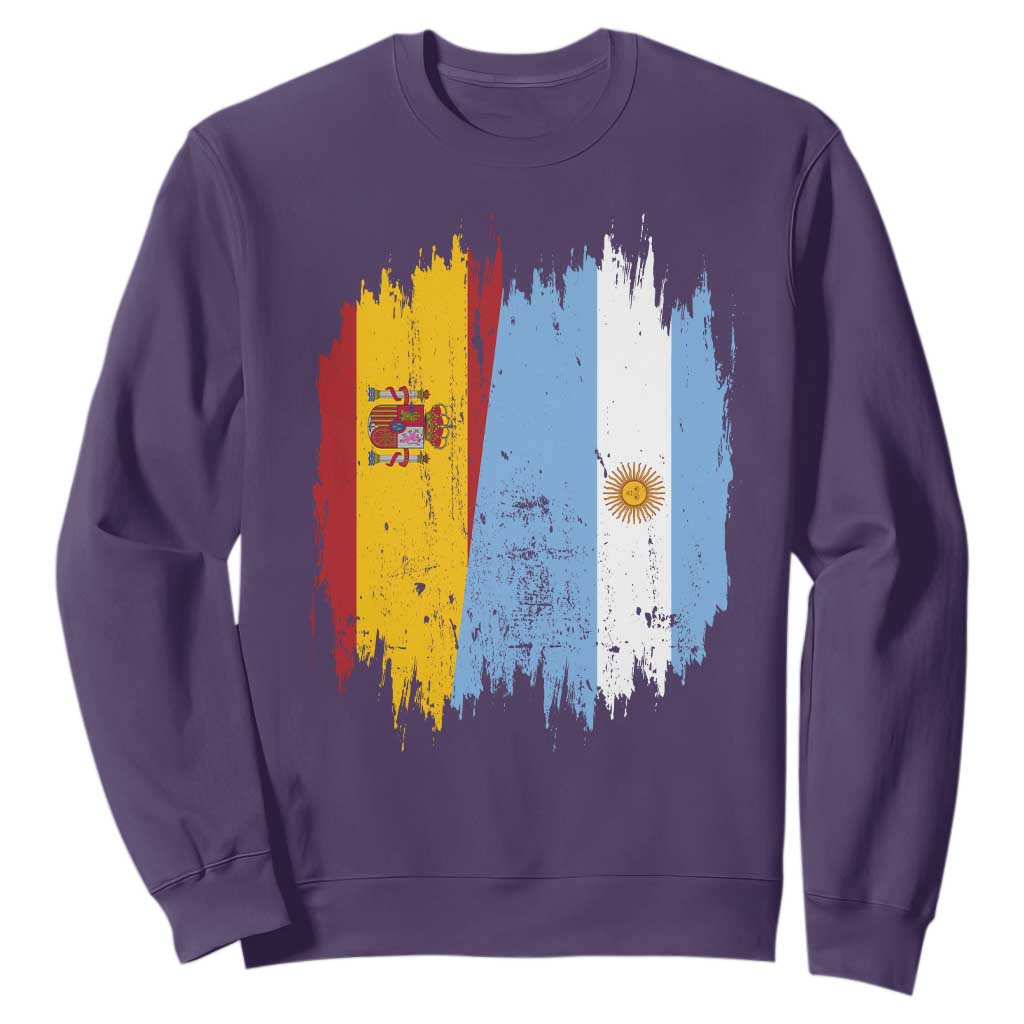 Argentina Spain Dual Heritage Flag Graphic Sweatshirt Vintage Spanish Argetine Match Day Pride