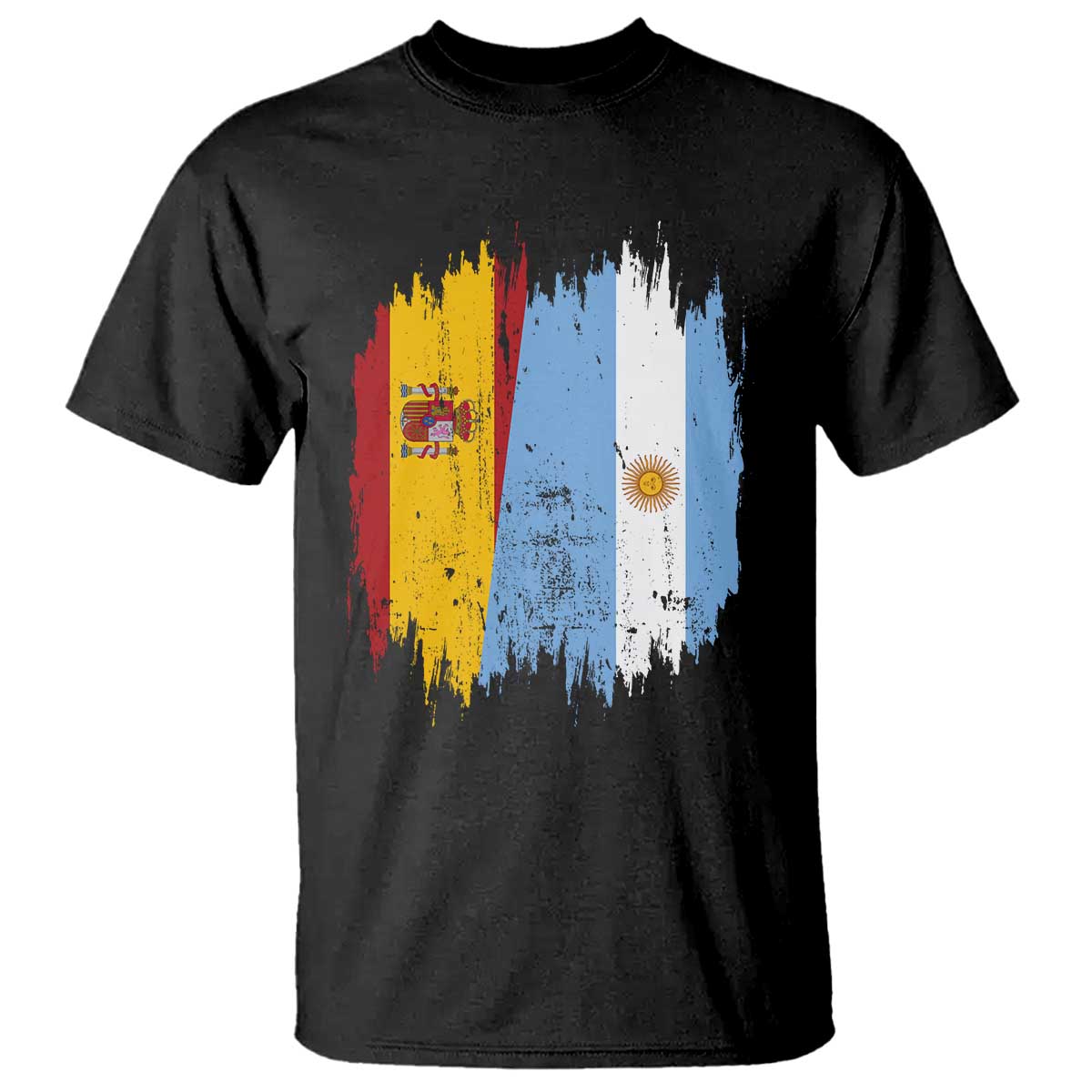 Argentina Spain Dual Heritage Flag Graphic T Shirt Vintage Spanish Argetine Match Day Pride