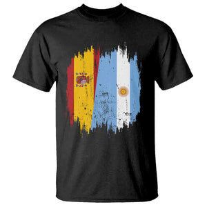 Argentina Spain Dual Heritage Flag Graphic T Shirt Vintage Spanish Argetine Match Day Pride