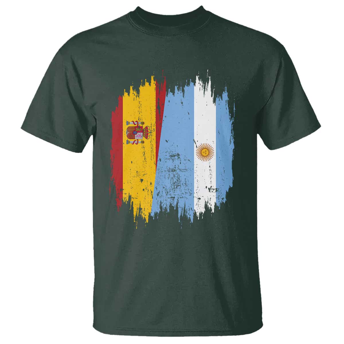 Argentina Spain Dual Heritage Flag Graphic T Shirt Vintage Spanish Argetine Match Day Pride