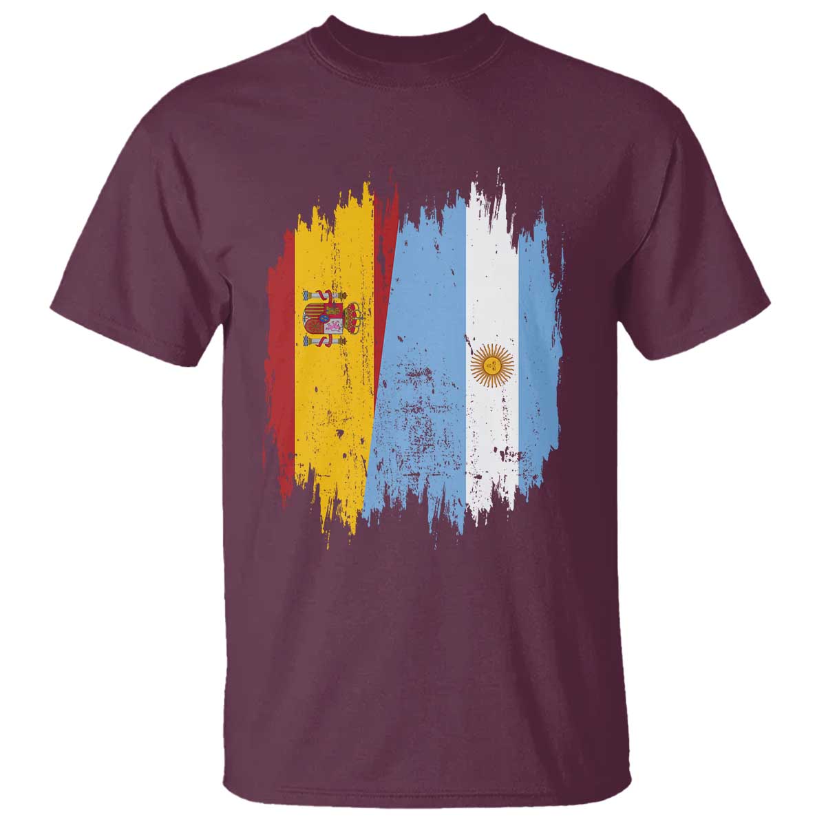 Argentina Spain Dual Heritage Flag Graphic T Shirt Vintage Spanish Argetine Match Day Pride