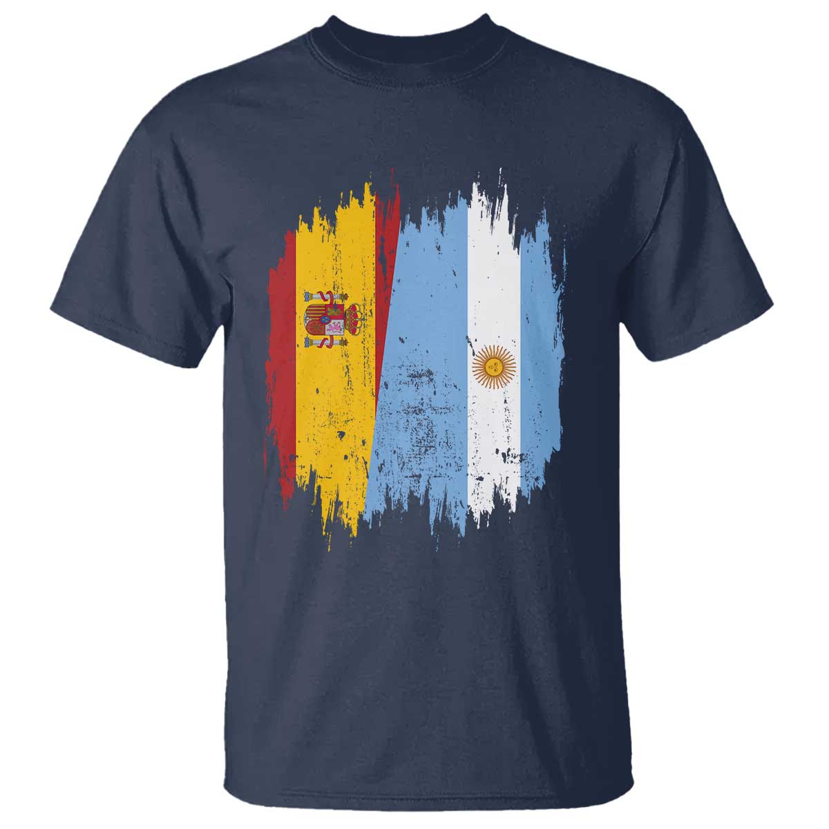 Argentina Spain Dual Heritage Flag Graphic T Shirt Vintage Spanish Argetine Match Day Pride
