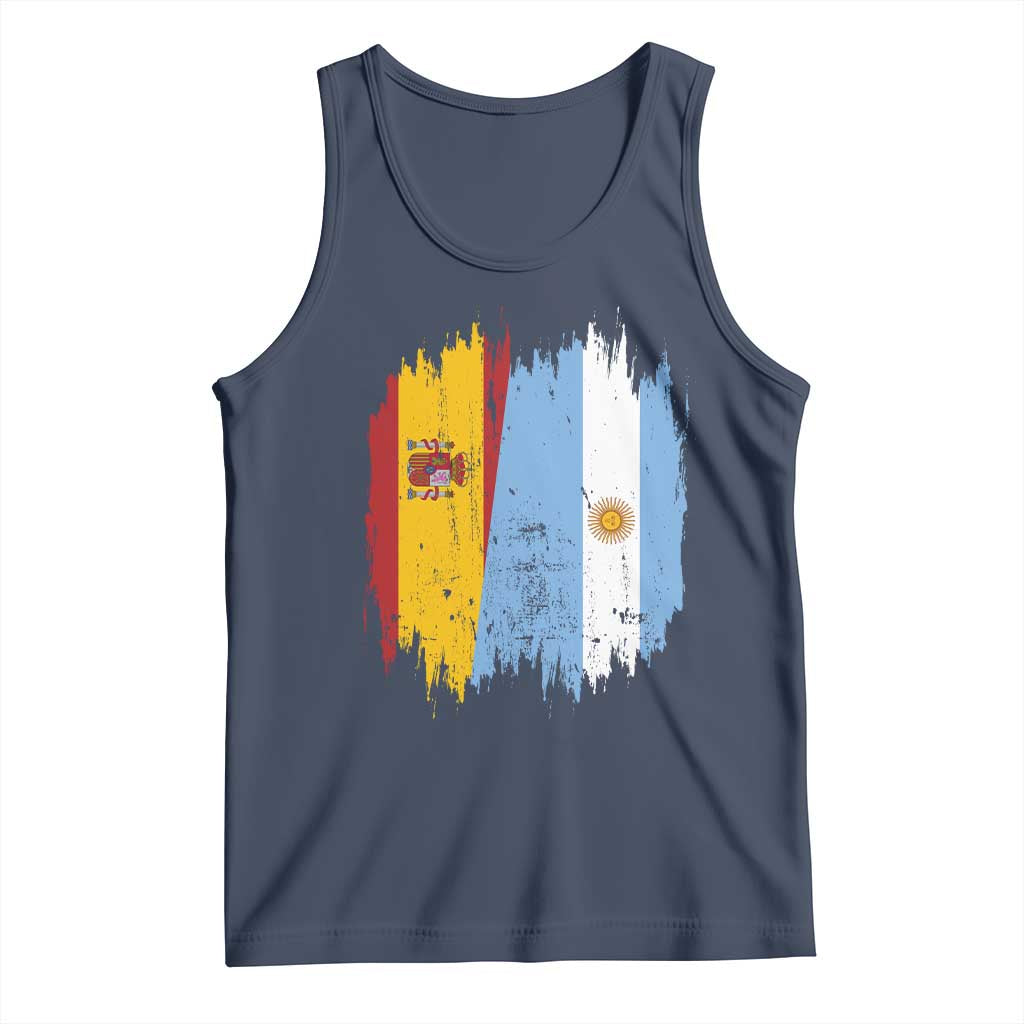 Argentina Spain Dual Heritage Flag Graphic Tank Top Vintage Spanish Argetine Match Day Pride