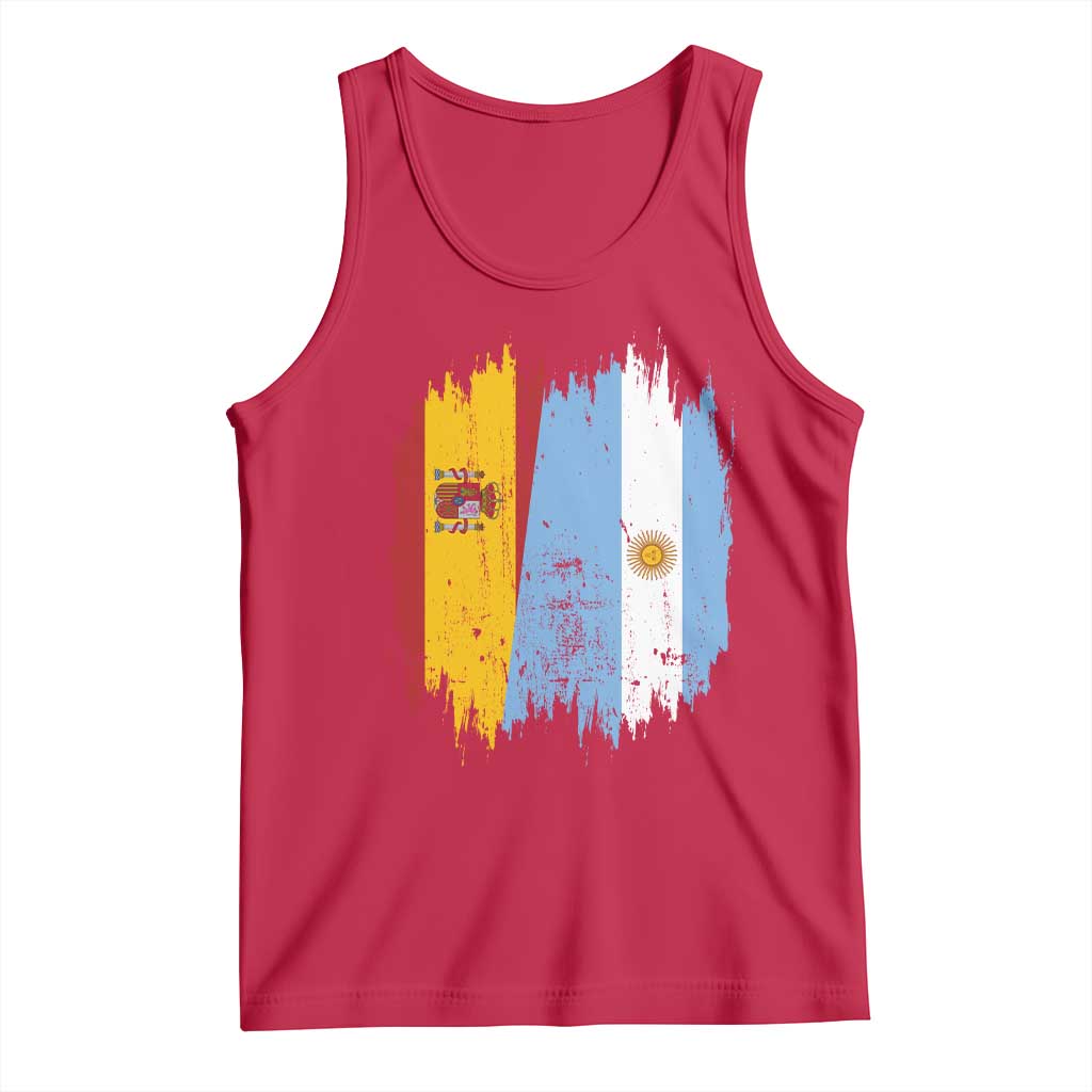 Argentina Spain Dual Heritage Flag Graphic Tank Top Vintage Spanish Argetine Match Day Pride