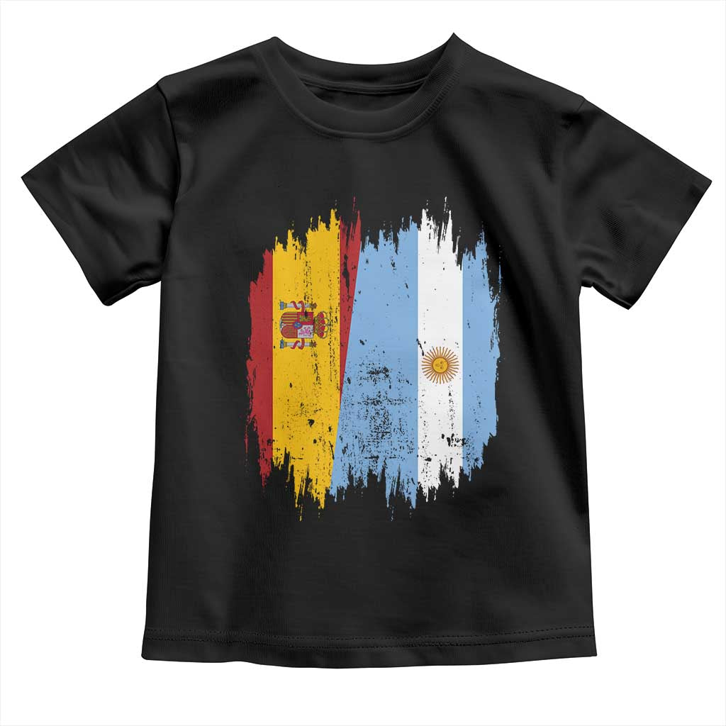 Argentina Spain Dual Heritage Flag Graphic Toddler T Shirt Vintage Spanish Argetine Match Day Pride TS02 Black Print Your Wear