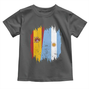 Argentina Spain Dual Heritage Flag Graphic Toddler T Shirt Vintage Spanish Argetine Match Day Pride
