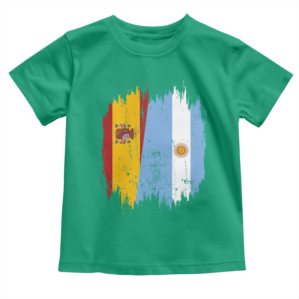 Argentina Spain Dual Heritage Flag Graphic Toddler T Shirt Vintage Spanish Argetine Match Day Pride