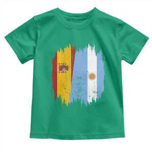 Argentina Spain Dual Heritage Flag Graphic Toddler T Shirt Vintage Spanish Argetine Match Day Pride
