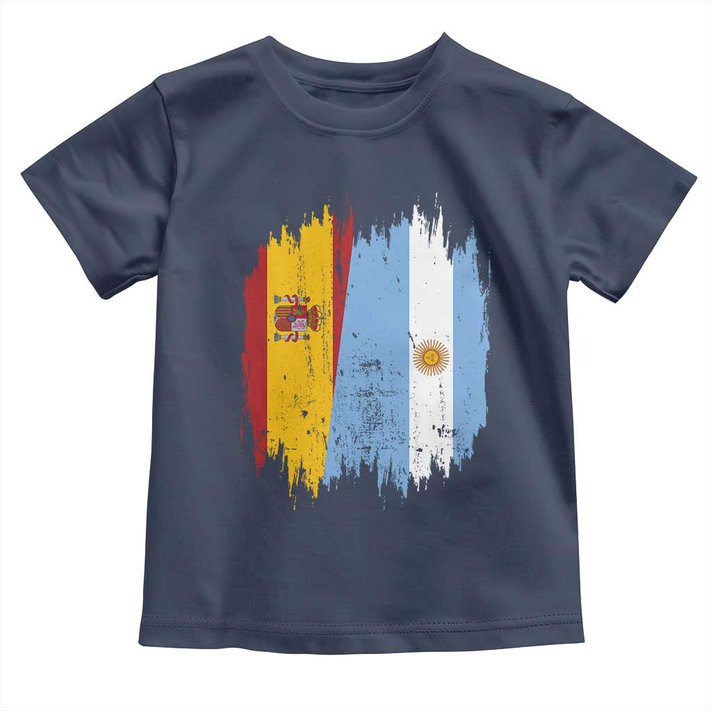Argentina Spain Dual Heritage Flag Graphic Toddler T Shirt Vintage Spanish Argetine Match Day Pride