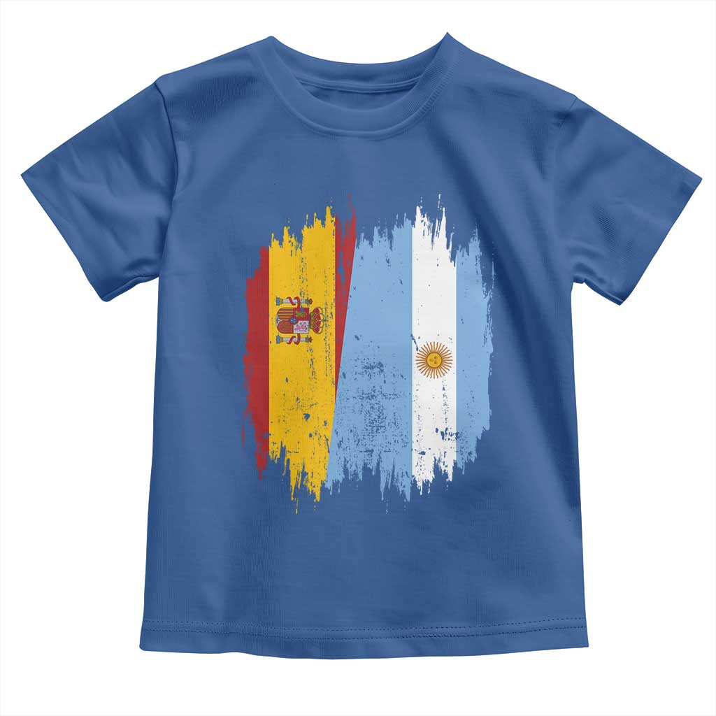 Argentina Spain Dual Heritage Flag Graphic Toddler T Shirt Vintage Spanish Argetine Match Day Pride