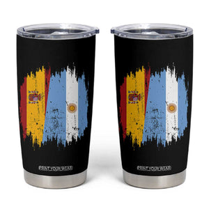 Argentina Spain Dual Heritage Flag Graphic Tumbler Cup Vintage Spanish Argetine Match Day Pride