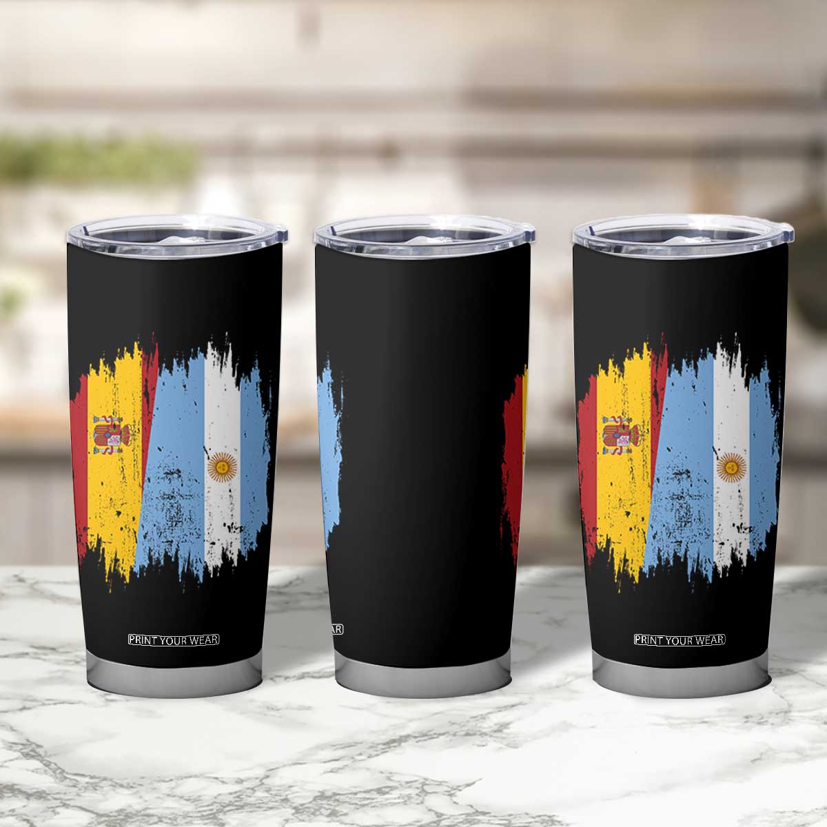 Argentina Spain Dual Heritage Flag Graphic Tumbler Cup Vintage Spanish Argetine Match Day Pride