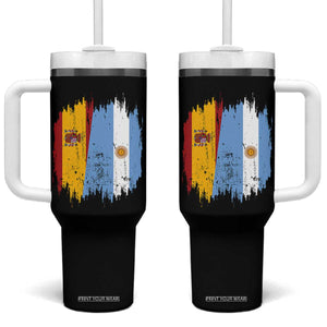 Argentina Spain Dual Heritage Flag Graphic Tumbler With Handle Vintage Spanish Argetine Match Day Pride