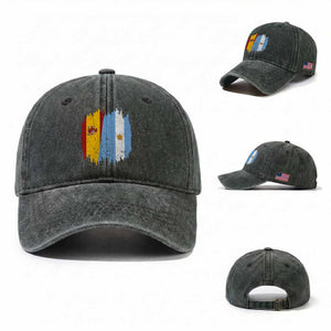 Argentina Spain Dual Heritage Flag Graphic Washed Cotton Baseball Cap Vintage Spanish Argetine Match Day Pride