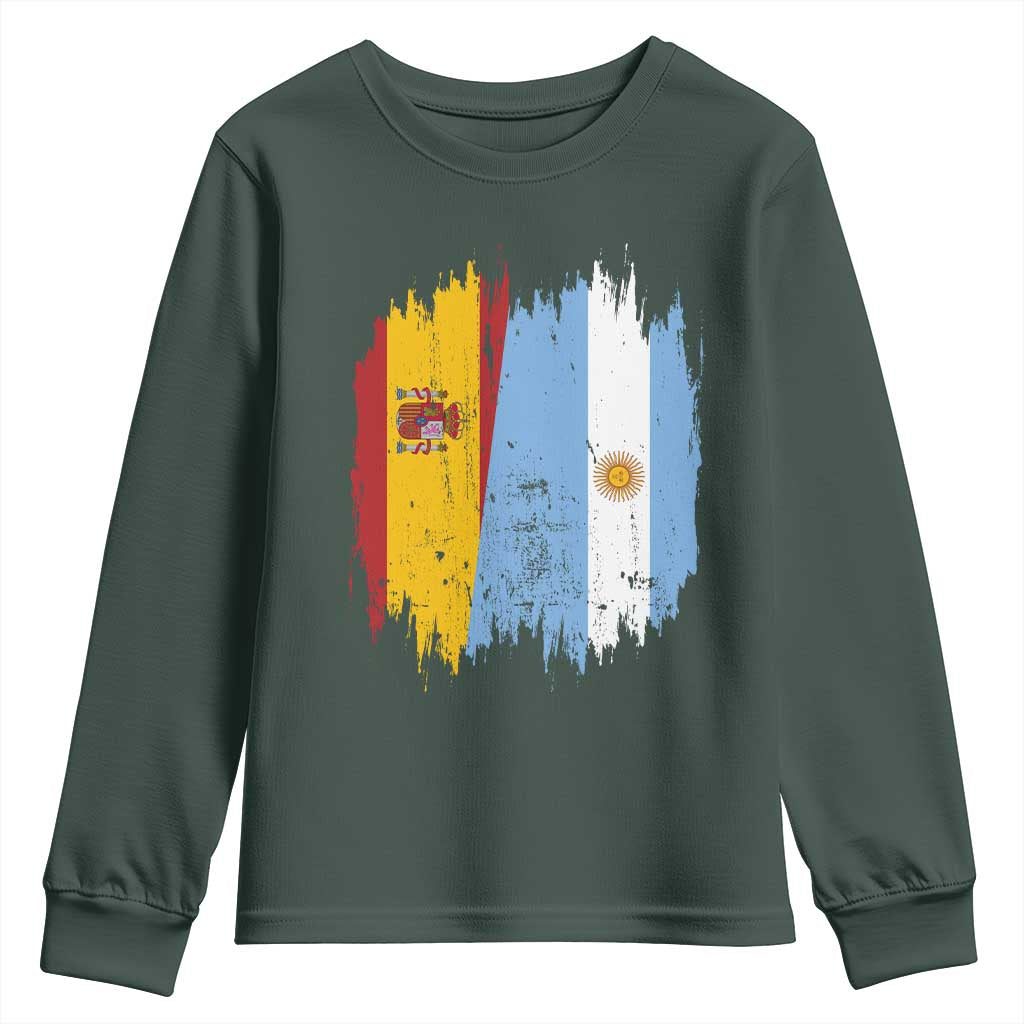 Argentina Spain Dual Heritage Flag Graphic Youth Sweatshirt Vintage Spanish Argetine Match Day Pride