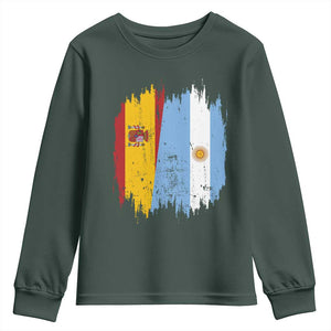 Argentina Spain Dual Heritage Flag Graphic Youth Sweatshirt Vintage Spanish Argetine Match Day Pride