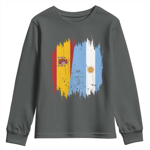 Argentina Spain Dual Heritage Flag Graphic Youth Sweatshirt Vintage Spanish Argetine Match Day Pride