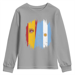 Argentina Spain Dual Heritage Flag Graphic Youth Sweatshirt Vintage Spanish Argetine Match Day Pride