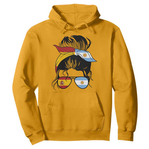 Argentina Spain Flag Messy Bun Girl Graphic Hoodie Cool Latina Argentine Spanish Pride Match Day