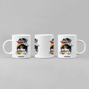 Argentina Spain Flag Messy Bun Girl Graphic Coffee Mug Cool Latina Argentine Spanish Pride Match Day
