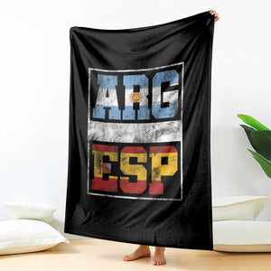 Retro ARG ESP Argentina Espana Flag Typography Graphic Throw Blanket Country Code Vintage Argentine Spainish Pride