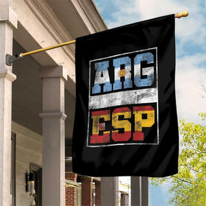Retro ARG ESP Argentina Espana Flag Typography Graphic Garden Flag Country Code Vintage Argentine Spainish Pride