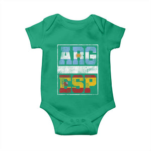 Retro ARG ESP Argentina Espana Flag Typography Graphic Baby Onesie Country Code Vintage Argentine Spainish Pride