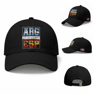 Retro ARG ESP Argentina Espana Flag Typography Graphic Baseball Cap Country Code Vintage Argentine Spainish Pride