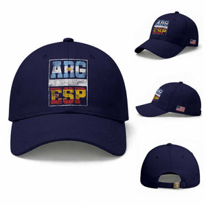 Retro ARG ESP Argentina Espana Flag Typography Graphic Baseball Cap Country Code Vintage Argentine Spainish Pride