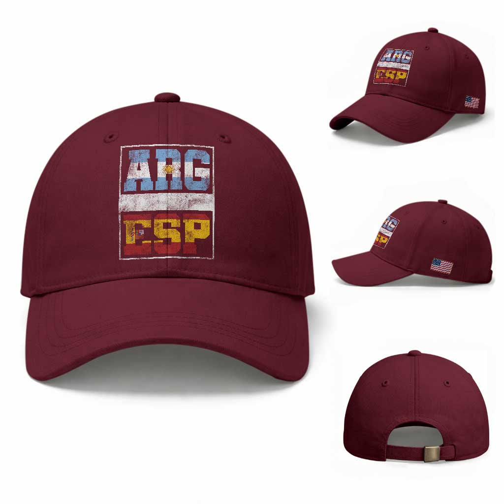Retro ARG ESP Argentina Espana Flag Typography Graphic Baseball Cap Country Code Vintage Argentine Spainish Pride