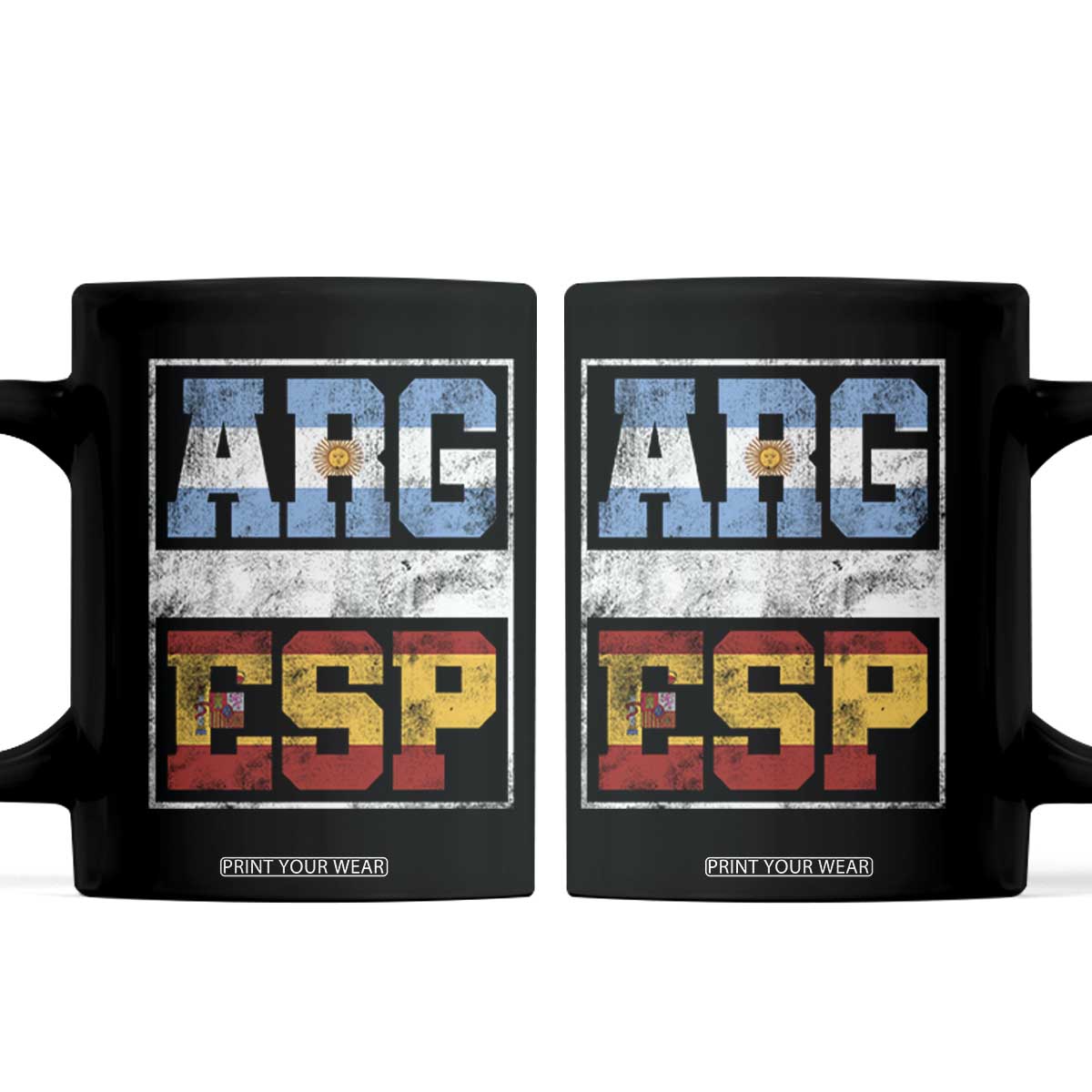 Retro ARG ESP Argentina Espana Flag Typography Graphic Coffee Mug Country Code Vintage Argentine Spainish Pride