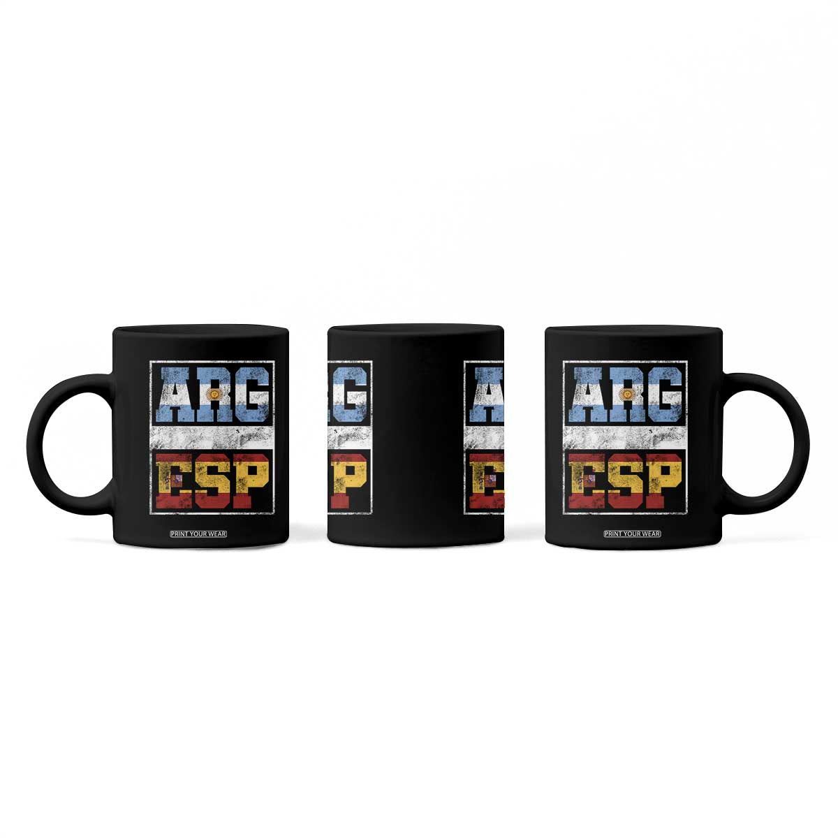 Retro ARG ESP Argentina Espana Flag Typography Graphic Coffee Mug Country Code Vintage Argentine Spainish Pride