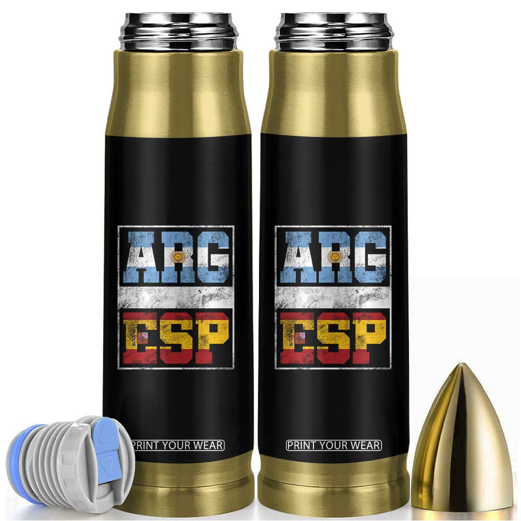 Retro ARG ESP Argentina Espana Flag Typography Graphic Bullet Tumbler Country Code Vintage Argentine Spanish Pride TS02 Black Print Your Wear