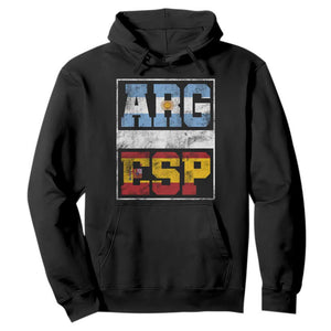 Retro ARG ESP Argentina Espana Flag Typography Graphic Hoodie Country Code Vintage Argentine Spainish Pride